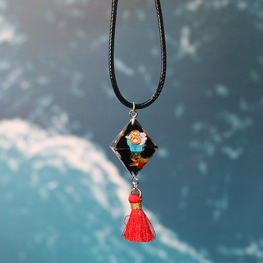 Song He [松鹤] (Crane) D8 - Dungeons & Dragons Dice Tassel Necklace